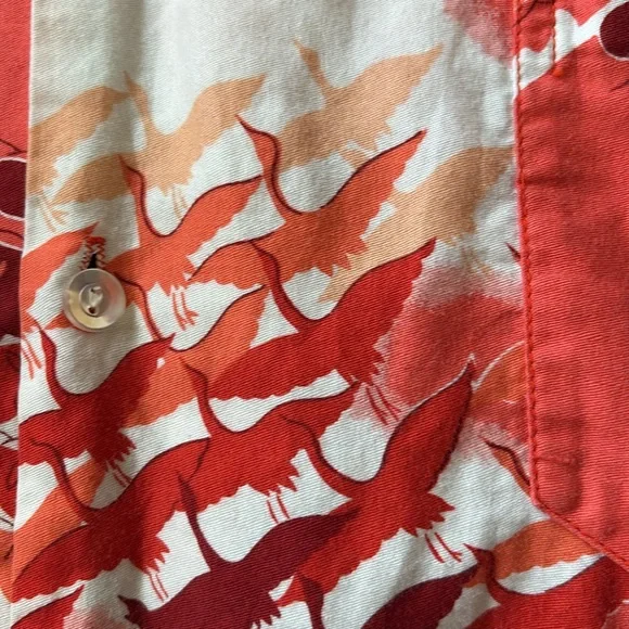 Vintage Pomare Birds /Clouds Button Down Shirt Red/White - Picture 9 of 12